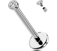 OUFER Body Piercing Labbro Piercing Internally Helix Piercing Jewellery Titano Lip Stud 18G Tragus Conch Lobe Piercings Stud Bar 6/8/10/12mm CZ Labret Piercing Jewellery