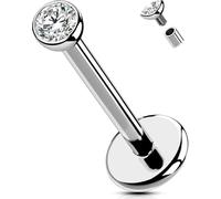 OUFER Body Piercing Labbro Piercing Titano 18G 6/8/10/12mm Lip Piercing Jewellery Internally Labret Earring Stud CZ Labret Conch Tragus Lobe Bar Flat Back Earrings