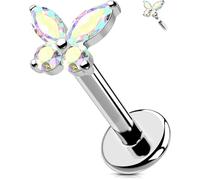 OUFER Body Piercing Labret Earrings: Titanium Lip Stud 16G/1.2mm Internally Threaded Helix Tragus Conch Cartilage Earrings Jewellery Butterfly Medusa Bar 6/8/10/12mm for Women