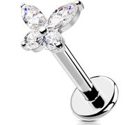 OUFER Body Piercing Labret Piercing Jewelry 16G 6/8/10/12mm Lip Stud Internally Helix Earring Butterfly Tragus Bar 316L Stainless Steel Cartilage Flat Back Earrings