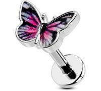 OUFER Body Piercing Labret Piercing Jewelry 16G Tragus Cartilage Forward Helix Stud Earrings 316L Stainless Steel Butterfly Medusa Flat Back Piercings Earring