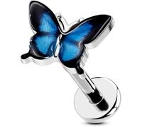 OUFER Body Piercing Labret Piercing Jewelry 16G Tragus Cartilage Forward Helix Stud Earrings 316L Stainless Steel Butterfly Medusa Flat Back Piercings Earring