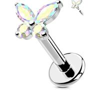 OUFER Body Piercing Labret Stud: 16G Internally Threaded Helix Earrings Butterfly Lip Tragus Medsua Piercings Jewellery 316L Surgical Steel Cartilage Earrings