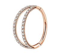 OUFER Body Piercing Nose Ring Hoop 20G Helix Earrings Hoop Double Line Clear CZ Paved Septum Ring Rook Conch Earring 316L Stainless Steel Nose Daith Earring Helix Piercing Jewellery