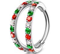 OUFER Body Piercing Nose Ring Hoops 18G 316L Stainless Steel 6/7/8mm Nose Piercing Jewellery Christmas CZ Nostril Piercing Jewelry Helix Daith Septum Tragus Hoops