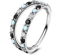 OUFER Body Piercing Nose Ring Hoops 20G Nose Piercing Jewellery 6/7/8mm Nostril Conch Hoop Double Line CZ Opal Helix Tragus Daith Snug Rook Cartilage Earrings Ring