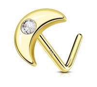 OUFER Body Piercing Nose Stud 20G Nostril Piercing Jewellery 9K Screw Solid Gold L Shape Moon Nose Bars Pin Jewelry for Women Men 6MM 0.8mm