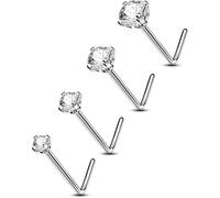 OUFER Body Piercing Nose Stud Sets 22G Titanium L-Shaped Nose Piercings Nose Piercing Jewellery Nose Bar 4pcs 1.5mm 2mm 2.5mm 3mm Ball Nose Bone Pin Women Nostril Piercing