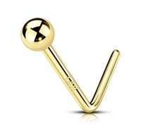 OUFER Body Piercing Nose Studs Bar Piercings 22G Nose Piercing Jewellery 14K Gold L Bend Shape Nose Bar Nose Pin 0.6MM Nose Stud Nose Piercings Nose Ring