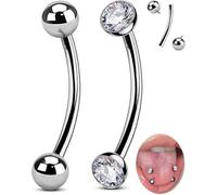 OUFER Body Piercing Ombelico Piercing Internally 2pcs Belly Bars Navel Piercing Jewellery 14G Belly Button Bars 10/12/14/16mm Navel Bars Titano Belly Button Piercing Jewellery Bell Button Ring