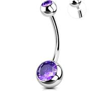 OUFER Body Piercing Ombelico Piercing Navel Bar 14G 10/12/14/16mm Belly Button Ring 316L Stainless Steel