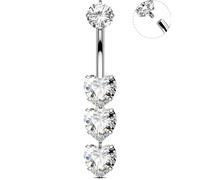OUFER Body Piercing Piercing Ombelico Internally Belly Bars Titanium Belly Button Bars 14G Heart Dangle Navel Bars Navel Belly Piercing Jewellery Belly Button Ring