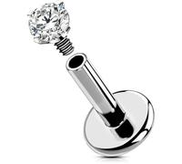 OUFER Body Piercing Piercing per labbro interno in titanio con zirconia cubica trasparente, 16 g, per piercing al labbro, trago, conchiglia, cartilagine