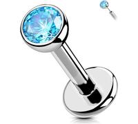 OUFER Body Piercing Theadless Labret Lip Stud Bar 6/8/10/12mm Titanium Helix Piercing Tragus Push in Labret Lip Earring Jewellery 16G Cartilage Earring