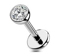 OUFER Body Piercing Titanio Push in Labret Piercing Stud Gioiello 18G 5/6/8/10/12mm Labret Stud Labbro Tragus Helix Cartilagine Stud Bar Piercing Gioiello