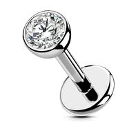 OUFER Body Piercing Titanio Push in Labret Piercing Stud Gioiello 18G 5/6/8/10/12mm Labret Stud Labbro Tragus Helix Cartilagine Stud Bar Piercing Gioiello