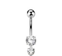 OUFER Body Piercing Titanium Belly Bars Internally Navel Piercing Jewellery 1PC 14G Navel Bars 10/12/14/16mm Dangle Heart CZ Curved Belly Button Rings for Women