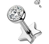 OUFER Body Piercing Titanium Lip Piercing Stud 18G/1.0MM Cartilage Piercings 5/6/8/10/12MM Flat Back Earrings Helix Labret Conch Tragus Medusa Stud Bars