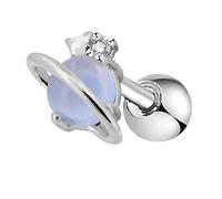OUFER Cartilage Bar 16G Surgical Steel Air Blue Opal Stone Saturn Helix Tragus Earrings Piercing Jewellery(White Gold), Acciaio inossidabile, Opale, Acciaio inossidabile, Opale