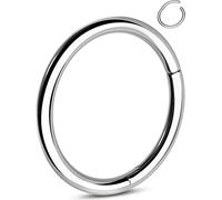OUFER G23 - Piercing per Naso in Titanio con Incisione a Cerchio, per cartilagine, Oro elica, 18 G, Daith Rook Conch con narice incernierata, 1,0 mm, Regalo da Uomo e Donna, 12 mm