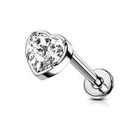 OUFER Orecchini titanio Helix cartilagine Piercing flat back Conch Trago Tragus Labret Cuore CZ Monroe Lip Rings Orecchio Naso Borchie Gioielli Corpo Donne Uomini Regalo 8mm