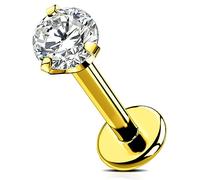 OUFER Push-in Labret Stud 6mm/8mm/10mm/12mm Lip Bars Titanio Helix Tragus Piercing Jewelry 16G for Lobe