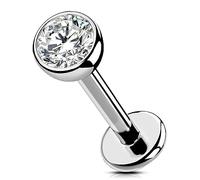 OUFER Threadless Labret Stud 6mm/8mm/10mm/12mm Titanium Piercing - Helix Tragus Earring Lip Bars 16G Push in Jewelry