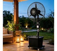 OUFUAMY 42L Industriale da Esterno Ventilatore ad Acqua con Nebulizzatore, Ventilatore a Piantana con Ruote, Oscillazione 90°, Altezza 160-205cm, per Officina, Patio e Terrazza(80cm)