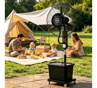 OUFUAMY 42L Ventilatore con Nebulizzatore per Interni ed Esterni con serbatoio da, oscillazione 120°, 3 Velocità, Portatile, Ventilatore a Piantana per Esterno, Casa, Ufficio e Grandi Ambienti（70cm）