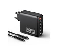 OUFUYU 138W Caricatore USB C 4 Porte PD3.0 GaN Caricabatterie Rapido Tipo C Alimentatore con Cavo USB C 100W per MacBook Pro/Air, Dell XPS 15, Google Pixel, iPhone 16/15, iPad Pro, Galaxy S24/S23/S22
