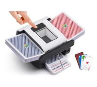 OUFUYU Mischia Carte Automatico, Mescolatore Carte da Gioco Elettrico per 1-2 Mazzi, modalità Auto e Manuale, Ricaricabile, Basso Rumore per Poker, Uno, Blackjack, Skip-Bo, Phase 10, Texas Hold'em