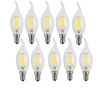 OUGEER 10-pezzi Lampadina Filamento LED E14 4W equivalente a 40 W, C35 Edison Lampadina Candela Filamentosa, Bianco Freddo 6500k,400lm,360 Angolazione Fascio Luce