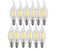 OUGEER 12 Pezzi Lampadina LED E14 Candela Fimma, Lampadine Filamento LED E14 4W equivalente a 40 W, Lampada LED Candela Bianco Freddo 6500k, 400lm, 360 Angolazione Fascio Luce Non Dimmerabile