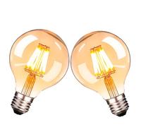 OUGEER 2 pezzi Lampadine LED Edison E27 Vintage, 6W 600Lm G95 Lampadina LED a Filamento Grande Globo Retrò, Bianco Caldo 2700K, Vintage Decorativa Globo,Vetro Ambrato Non Dimmerabile