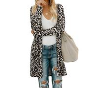 OUGES Cardigan Estivo Lungo Leggero a Maniche Lunghe da Donna, Aperto sul Davanti, con Tasche.