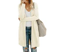 OUGES Cardigan Estivo Lungo Leggero a Maniche Lunghe da Donna, Aperto sul Davanti, con Tasche.