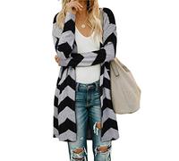 OUGES Cardigan Estivo Lungo Leggero a Maniche Lunghe da Donna, Aperto sul Davanti, con Tasche.