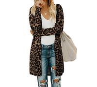 OUGES Cardigan Estivo Lungo Leggero a Maniche Lunghe da Donna, Aperto sul Davanti, con Tasche.