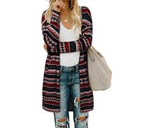 OUGES Cardigan Estivo Lungo Leggero a Maniche Lunghe da Donna, Aperto sul Davanti, con Tasche.