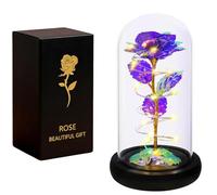 ougiver Regalo di compleanno personalizzato per donne, regalo di Natale per donne sua mamma, rosa colorata viola illuminata in cupola acrilica, per insegnanti, matrimoni, fidanzamenti, anniversari