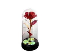ougiver Rosa eterna in acrilico personalizzata in cupola espositiva, fiore acrilico con base nera, un regalo romantico perfetto per San Valentino, festa della mamma, compleanno e Natale per lei