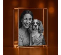 ougiver Statuetta a forma di cubo di cristallo 3D personalizzata - Regalo personalizzato con foto incisa, ricordo di cristallo di alta qualità per anniversario, matrimonio, compleanno, coppie e