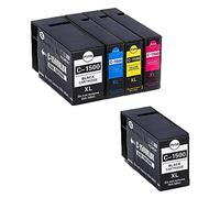 Ouguan® - 5 cartucce (2 nere, 1 ciano, 1 magenta, 1 giallo) compatibili con Canon PGI-1500XL per Canon Maxify MB2350 MB2050 MB2300 MB2000 MB2150 MB2755 MB2155 MB275