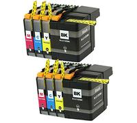 Ouguan® - 8 cartucce di inchiostro di ricambio per stampante Brother MFC-J6925DW (2 nero/2ciano/2 magenta/2 giallo) LC-12E LC12E LC-12EXL