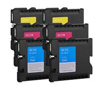 Ouguan® - Cartucce di inchiostro Ricoh GC-31 GC31, compatibili con Ricoh e2600 e3300 e3300N e3350N e5050N e5500 e5550N e7700-2 Ciano 2 Magenta 2 Giallo