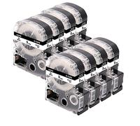 Ouguan® Etichette compatibili con LC-3WBN9 SS9KW per Epson LabelWorks LW-300 LW-300L LW-400 LW-500 LW-600P LW-700 LW-900P LW-1000P- 9 mm x 8 m, nero su bianco