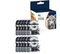Ouguan® Etichette compatibili con LC-5WBN LC-5WBN9 SS18KW per Epson LabelWorks LW-300 LW-300L LW-400 LW-500 LW-600P LW-700 LW-900P LW-1000P-18 mm x 8 m, nero su bianco