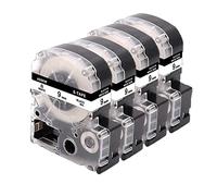 Ouguan® - Set di 4 nastri compatibili con LC-3WBN9 SS9KW per Epson LabelWorks LW-300 LW-300L LW-400 LW-500 LW-600P LW-700 LW-900P LW-1000P- 9 mm x 8 m, nero su bianco