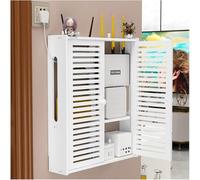 OUHKDM Scatola per Router WiFi con Copertura per multipresa, Scatola per Nascondere i Cavi da Parete per Router e Modem, mobiletto Decorativo con Frontale in Legno per scrivania e scaffale.