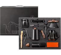 Ouhonix Pour Over - Set di 10 caffettiere portatili da campeggio, con bollitore a collo d'oca e macinino manuale, accessori per caffè a goccia a mano, confezione regalo per viaggi e picnic (600 ml)